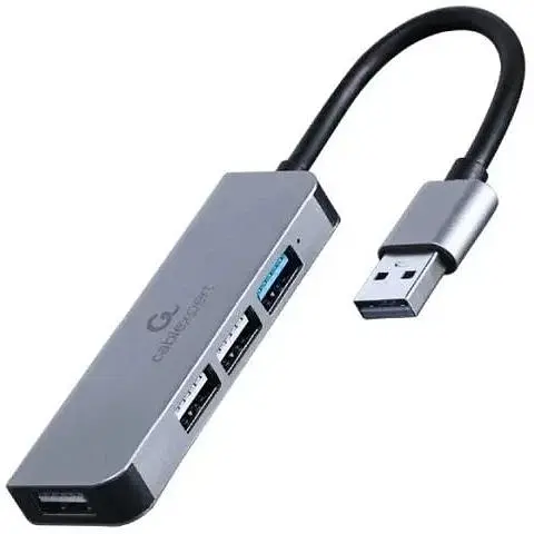 Хаб Usb Cablexpert UHB-U3P1U2P3-01, Grey, Usb 3.1 - 1xUsb 3.1 / 3xUsb 2.0, кабель 12 см, алюминиевый корпус - фото 1