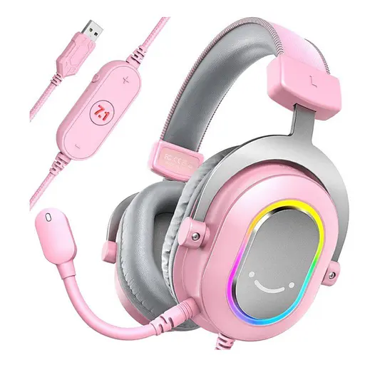 Ігрові навушники з мікрофоном Fifine H-6P RGB USB 7.1 Pink