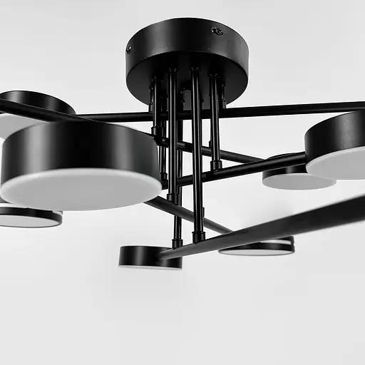 Чорна стельова люстра на 5+5 світлових кругів Ø 90 см | Арт. 77031/5+5 BK | Line F - фото 7