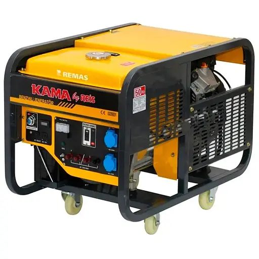 Бензиновий генератор KGL12000FE, 1-фазний 230V, 50Hz, 12kVA/9.5kW, бак 25 л, витрата 3,75 л/год, пуск: стартер, 930х555х580 мм, 140 кг