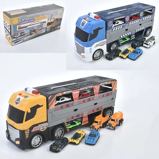 Трейлер, 38 см, звук, свет, резиновые колеса, трек, машинки, полиция, стройтехника, 39x17x11 см (В ассортименте) - фото 2