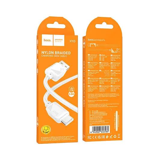 Дата кабель Hoco X113 Beneficio USB to Type-C (1m) White - фото 3