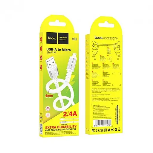 Кабель Hoco X85 Micro Strength charging data cable Білий - фото 2