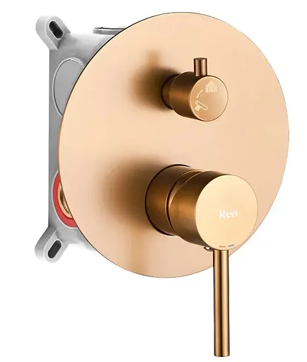 Душова система Rea Lungo brushed copper з виливом + BOX прихованого монтажу REA-P8810, Теплий захід сонця - фото 2
