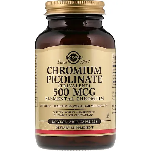 Хром Піколінат Solgar Chromium Picolinate 500 мкг 120 капсул - фото 1