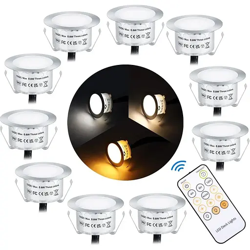 SMY Lighting Вбудовані світлодіодні палубні світильники з дистанційним керуванням, 10 шт. освітлення для палуби IP67