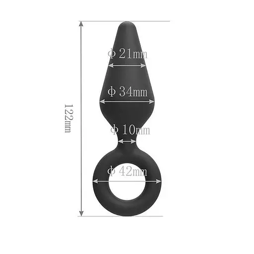 Анальна пробка силіконова Velvet Ring з кільцем 34x80 мм червона - фото 2