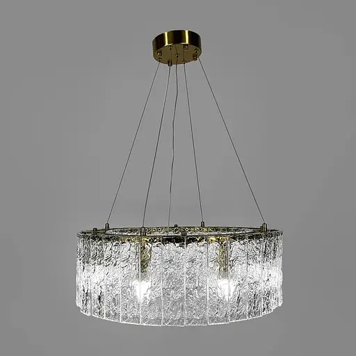 Підвісна латунна люстра із крижаними пластинами Ø 60 см | Line F | Арт. MJ360-600 AB - фото 5
