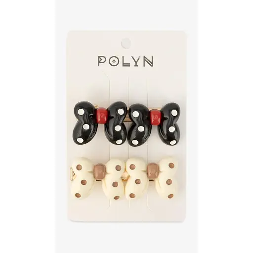 Заколки для девочки Polin 2 шт 4048A-11 Черный с молоком - фото 1