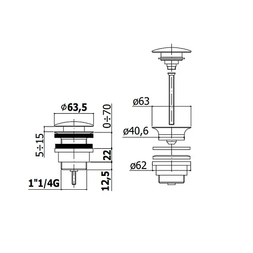 Донний клапан Paffoni ZSCA 050 CR, Хром - фото 2