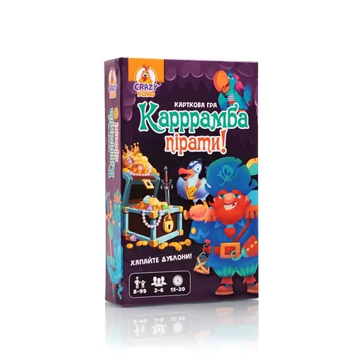 Дитяча карткова гра "Карррамба пірати! Vladi Toys" VT8077-07, 50 карт 12 монет, правила гри - фото 1