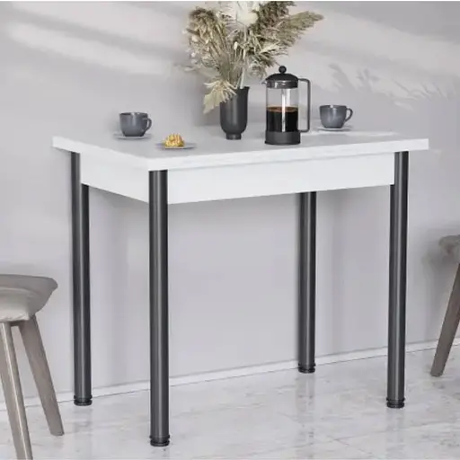 Обідній стіл-формер розкладний Берта Ferrum-decor 750x1400x900 Чорний метал ДСП Білий 16 мм (FRD-105178)