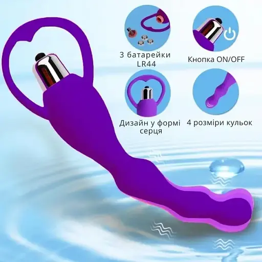 Анальная пробка I’MCUM HeartBeads Силиконовая 10 режимов вибрации Фиолетовая (IM-KGS216) - фото 2