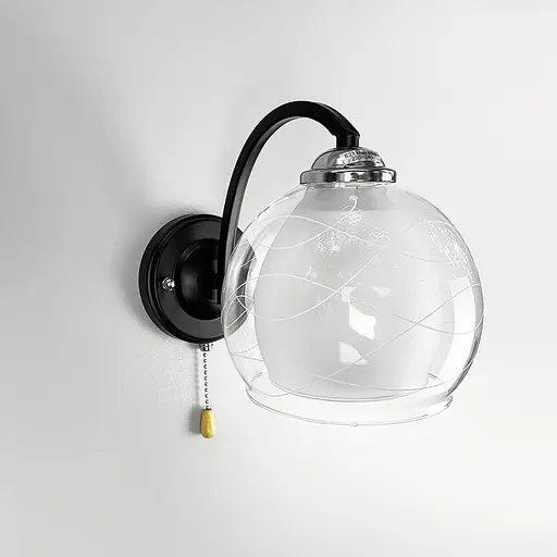 Бра в чорному корпусі на 1 подвійний плафон Line F 51098/1 - фото 1