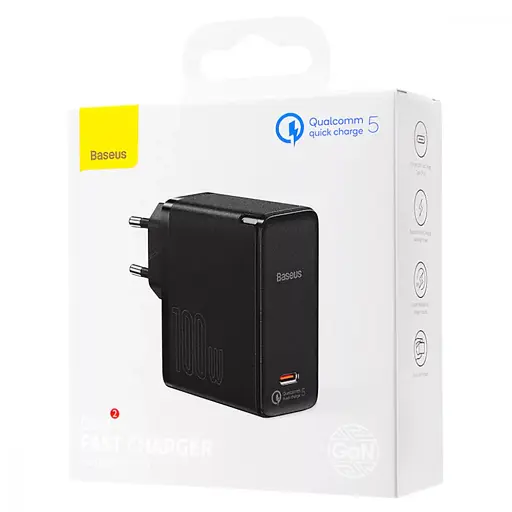 Быстрое зарядное устройство для Baseus GaN2 100 Вт + кабель Type-C до Type-C (1.5 м) - фото 1