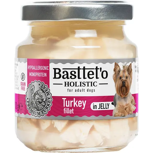 Влажный корм для собак Basttet&#39;o Holistic кусочки филе индейки в желе 130 г