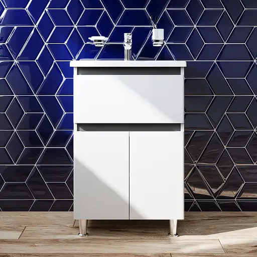 Тумба з умивальником AM.PM X-Joy 55 см підлогова 1 ящик білий M85-FSX0553-WC0553WG38 Білий - фото 2