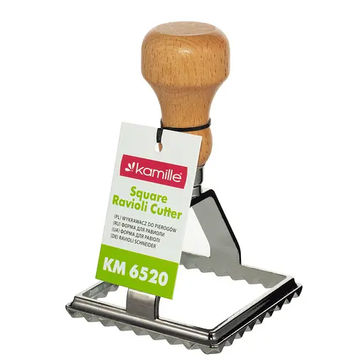 Форма вирубука для пельменів, равіолі, вареників, печива з дерев'яною ручкою квадратна 7х7 см, Kamille 87011 - фото 6