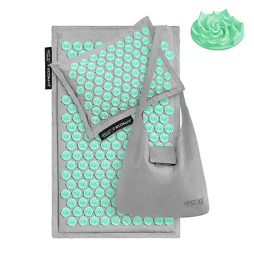 Коврик акупунктурный 4FIZJO Eco Mat Аппликатор Кузнецова с подушкой 68 x 42 см Grey/Mint 4FJ0230 (P-5907739312181) - фото 2