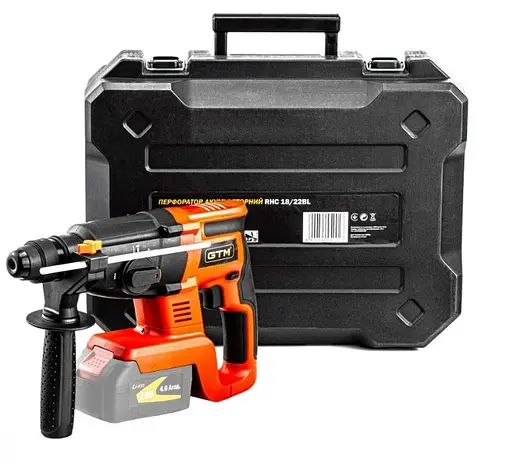 Набір акумуляторного інструменту GTM 18V шурупокрут DSI18/80BL, болгарка AGC18/125BL, перфоратор RHC18/22BL + 2 АКБ і ЗП - фото 4