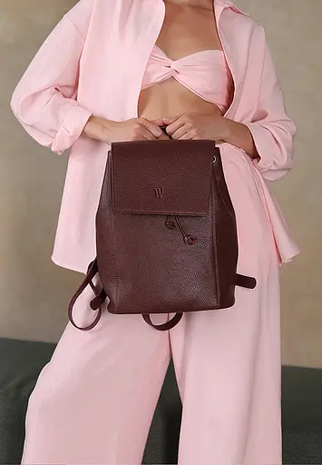 Женский кожаный рюкзак Kim бордовый флотарий - фото 8