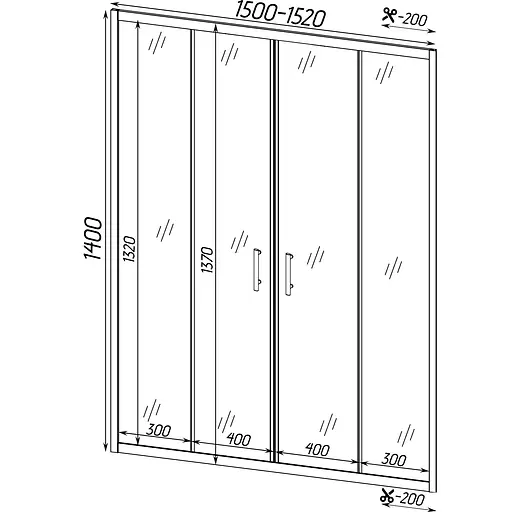 Шторка для ванной Bravo Brda 150FS (2уп.), матовый, хром матовый - фото 5