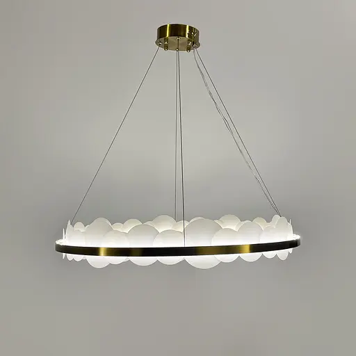 Подвесная люстра с латунным кольцом и матовыми кругами Ø 80 см | Ст. D 1005–800 | Line F - фото 6