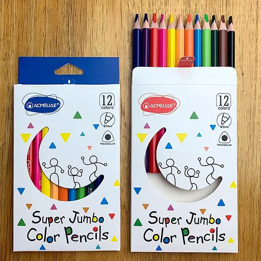 Карандаши цветные Acmeliae Super Jumbo, 12 цветов, треугольный корпус, 5 мм