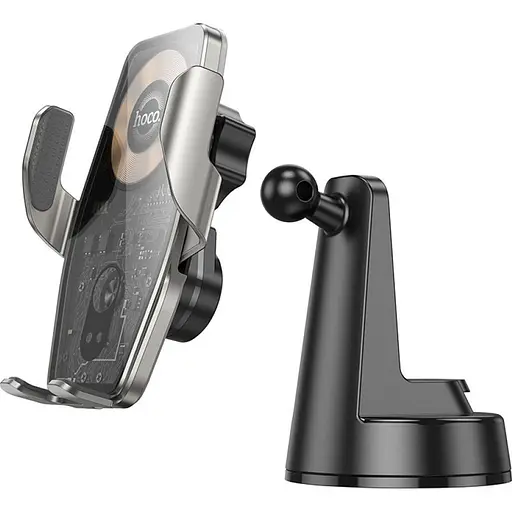 Автодержатель с беспроводной зарядкой Hoco HW27 Traveler Black Metal Gray [151326] - фото 3