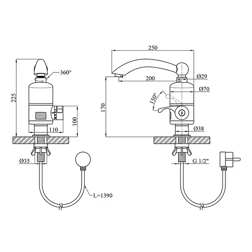 Проточний водонагрівач Kroner KRM Volt - CW092 з дисплеєм CV020442 - фото 2
