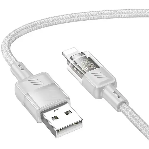 Кабель Hoco Lightning Spirit прозрачный зарядный кабель для передачи данных U129 2.4A 1.2 м
