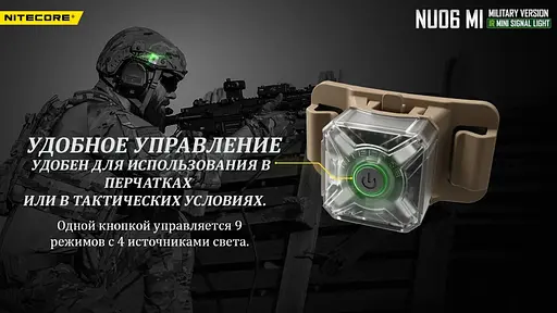 Сигнальный налобный мини фонарь Nitecore NU06 MI фонарь-маяк (красный, синий, зеленый, инфракрасный свет) - фото 5