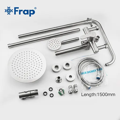 Душова система Frap F24801, поворотний вилив - перемикач на лійку, 1 режим, нержавіюча сталь - фото 6