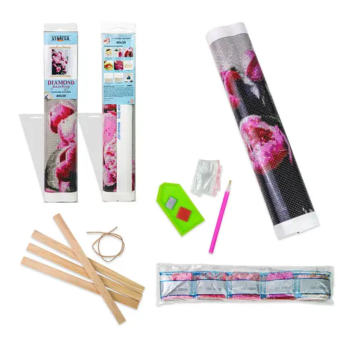 Алмазная мозаика Strateg ПРЕМИУМ Белый волк в цветках без подрамника размером 40х50 см (JSFH85892) - фото 2