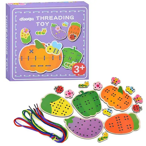 Детская деревянная игрушка-шнуровка «Овощи» MD 1985 (Violet)