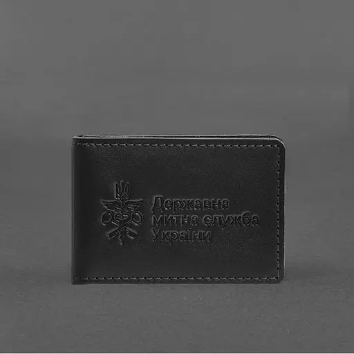 Кожаная обложка для удостоверения государственной государственной таможенной службы (ДМС) Черная - фото 5