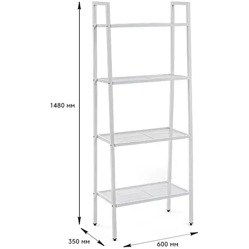 Стеллаж-этажерка Wall Sticker SW-00002104 четырехъярусный из металла 60х35х148 см белый - фото 3