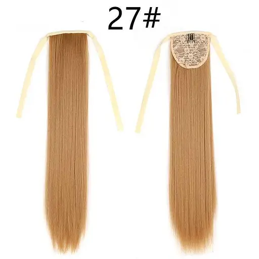 Накладний хвіст-шиньйон на стрічці Didaka з прямим волоссям 60 см Пшеничний K0929-2 - фото 2