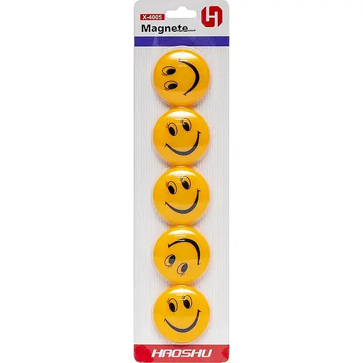 Магніт для дошки Смайлик X-4005, 4 см, 5 шт., блістер