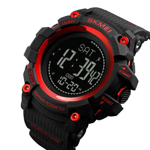 Наручний годинник чоловічий 1356RD Black-Red + Compass Skmei acs0030792 - фото 2