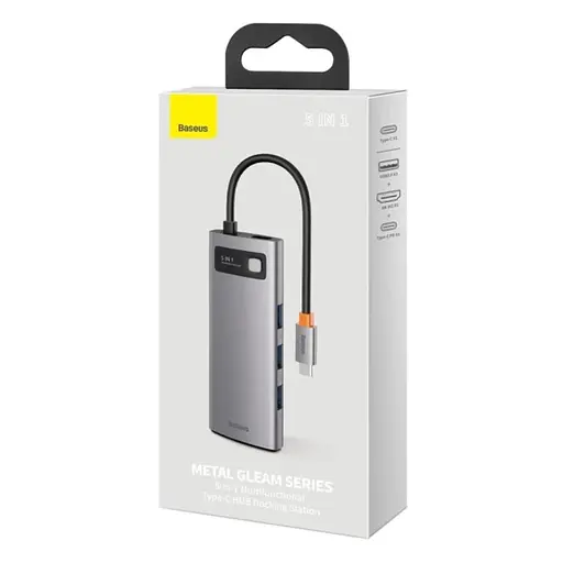 USB-Hub Baseus Metal Gleam Series 5-in-1 Multifunctional （Type-C to HDMI*1+USB3.0*3+PD*1) - фото 8