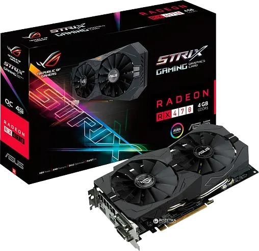 Відеокарта AMD Radeon RX 470 4GB Asus ROG Strix Gaming OC (ROG-STRIX-RX470-O4G-GAMING) Б/В - фото 1