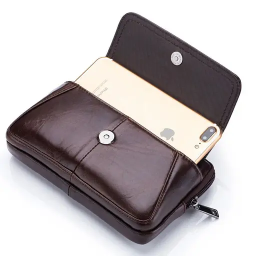 Шкіряна чоловіча сумка на пояс BULL 11х17х3 см nsa0001229 - фото 5