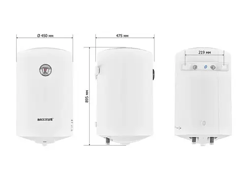 Водонагреватель Mixxus EWH-07100 ROUND WET 100 л, 1.5 кВт, мокрый ТЭН, вертикальный, цилиндрический, белый (WH0603) - фото 5