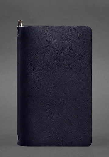 Кожаный блокнот (софт-бук) 8.0 на резинке синий краст - фото 1