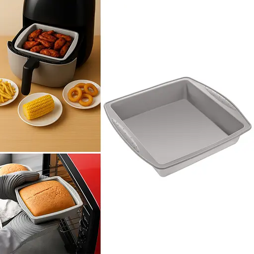 Квадратна силіконова форма для аерогрилю, духовки та мультипечі 24,5*26,5 см, Kitchen Master Сірий 87449 - фото 1