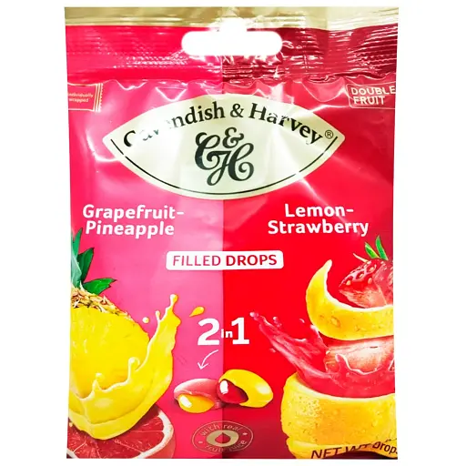 Цукерки Cavendish & Harvey Double Fruit Mixbag Грейпфрут з наповнювачем Ананас та Лимон з наповнювачем Полуниця 75 г
