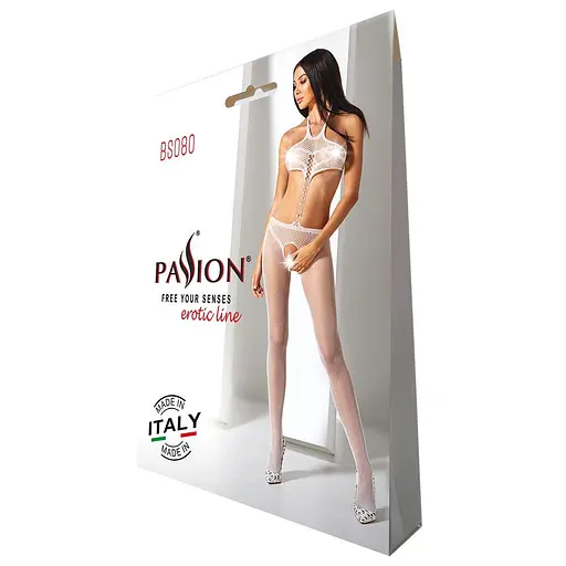 Открытый бодистокинг Passion BS080 white One size - фото 5