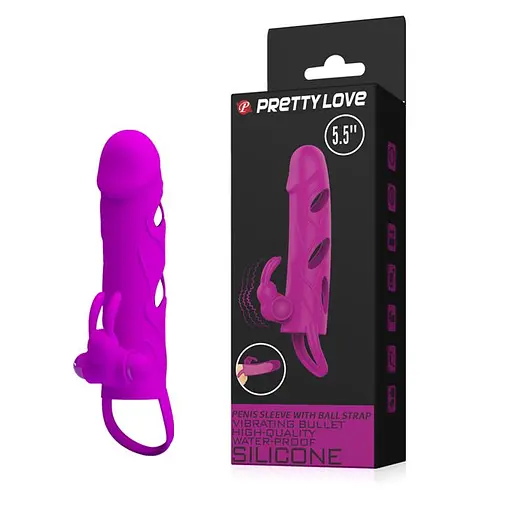 Насадка на пенис Pretty Love Vibrating Penis Sleeve 14 см фиолетовый - фото 10