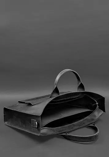 Шкіряна сумка для ноутбука та документів Універсальна чорна Crazy Horse - фото 7